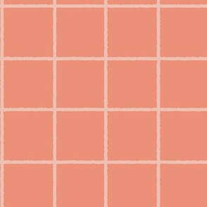 Grid in Calamine Pink on Coral