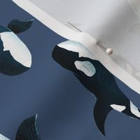 Orcas on Blue - Medium - Rotated