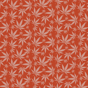 Cannabis leaves - coral