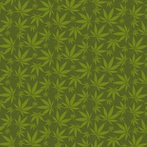 Cannabis leaves - olive green