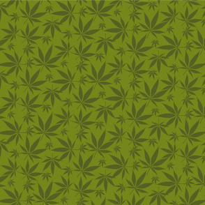 Cannabis leaves - olive green