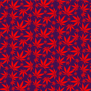 Cannabis leaves - red & purple