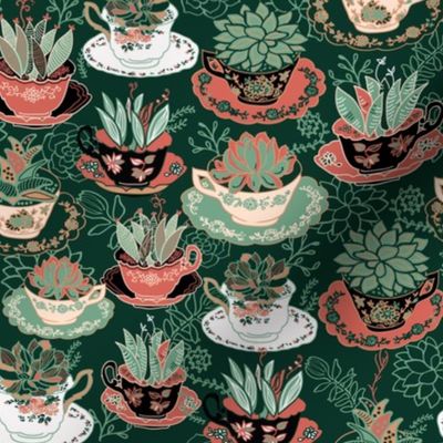 Tea cups and succulents small