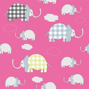 Gingham Elephant pink