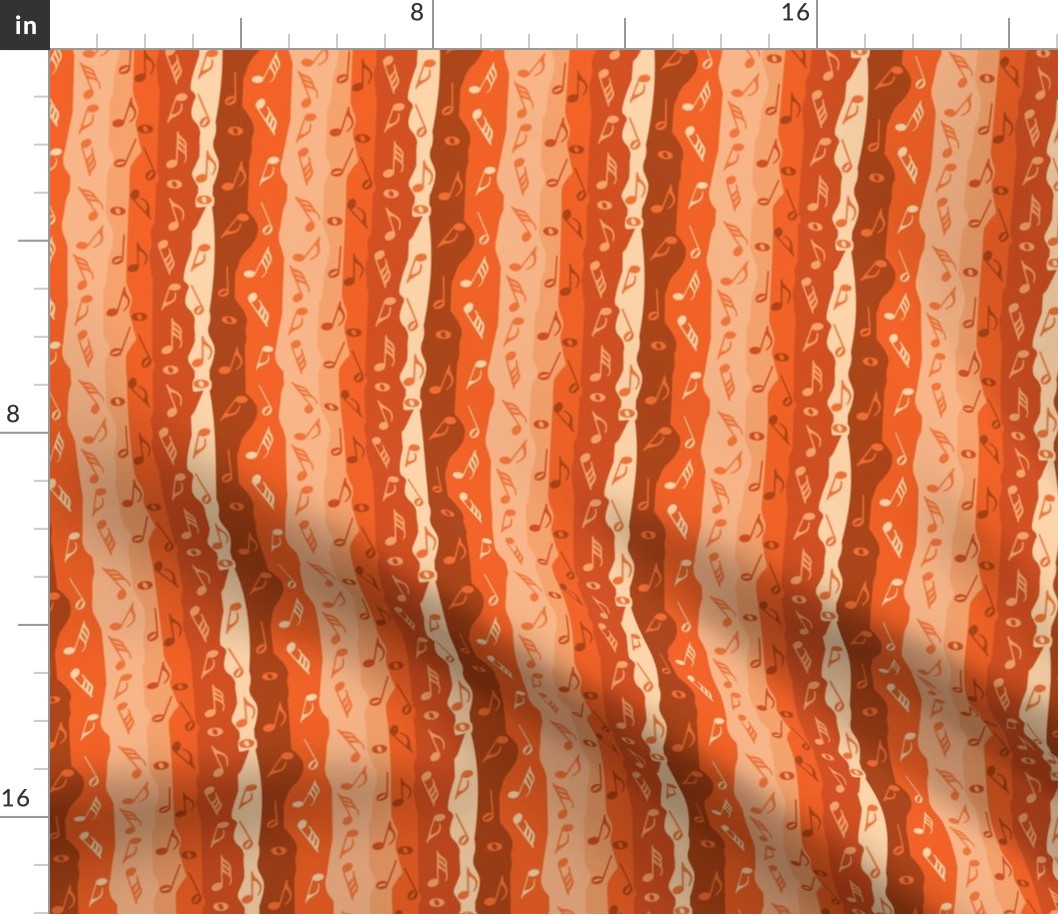 Music Notes Stripes Orange