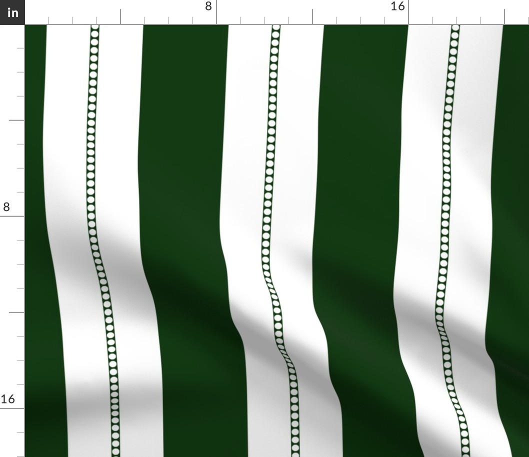 White and Hunting Green Cabana Beach Bubble Stripes