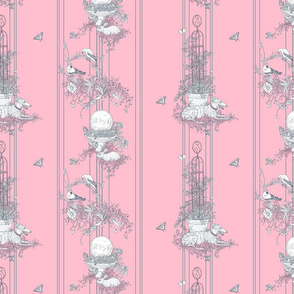 Pink and Gray Stripe Garden Toile Small ©2011 by Jane Walker