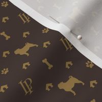 Louis Pug Face Luxury Dog Smaller Pattern in Tan on Brown