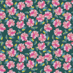 Brushed Peony Print_Med Green