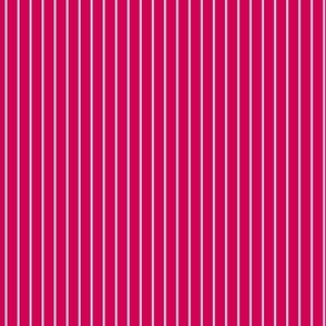 Small Vertical Pin Stripe Pattern - Ruby and White