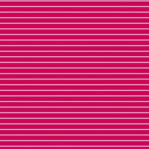 Small Horizontal Pin Stripe Pattern - Ruby and White