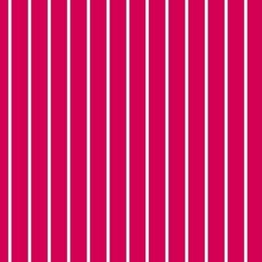Vertical Pin Stripe Pattern - Ruby and White