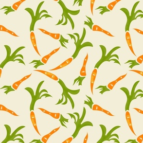 Veggie Delight Carrots- Orange Green on Eggshell- Regular Scale