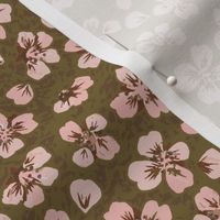 blossom - pink on olive green