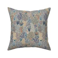 Large scale under water coral reef, fish seahorse and seastar, ocean sealife in soft blue purple