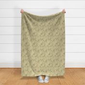 Large scale under water coral reef, fish seahorse and seastar, ocean sealife in moss green