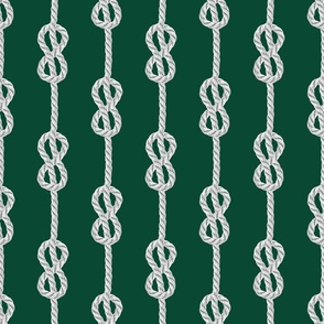 Vertical rope knots white dark green