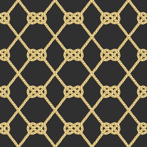 Rope gold black nautical double knot large