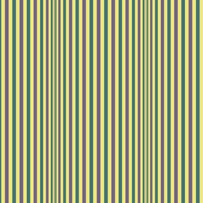 AWK1 - Narrow Tricolor Stripes of Variable Widths in Pale Yellow - Teal - Purple
