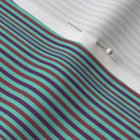 AWK3 - Narrow Tricolor Stripes of Variable Widths in Turquoise - Burgundy - Purple