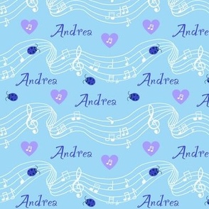 Andrea name fabric blue