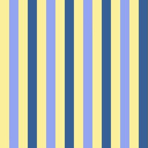 AWK4  - Tricolor Vintage Stripes in Light Yellow - Periwinkle Blue and Teal Blue