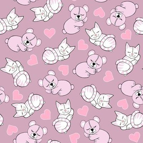 Teddies and kitties pink