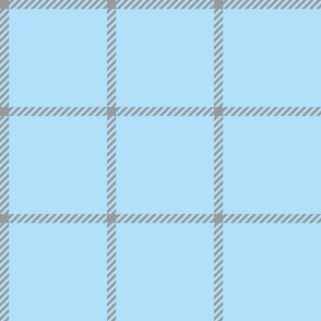 spread out gingham gray on blue