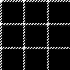 spread out gingham white on black
