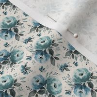 ( small ) Olivia - blue, slate, blue-gray, watercolor, florals, peony, roses