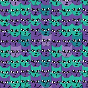 Geometric Cat Blues and Purple