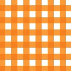 Bright Orange and Grey Gingham 2 half inch squares