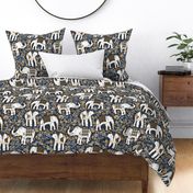 Festive Elephants- Navy- Large Scale