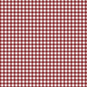 Crimson Red and Grey Gingham eighth inch squares garnet
