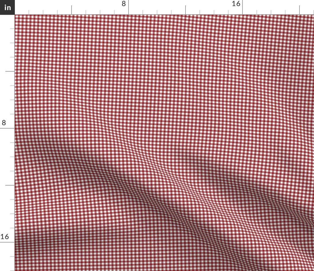 Crimson Red and Grey Gingham eighth inch squares garnet