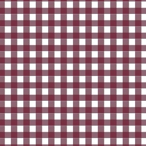 Garnet and Gold Gingham quarter inch squares garnet