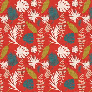 Moody Tropical Floral Firebrick