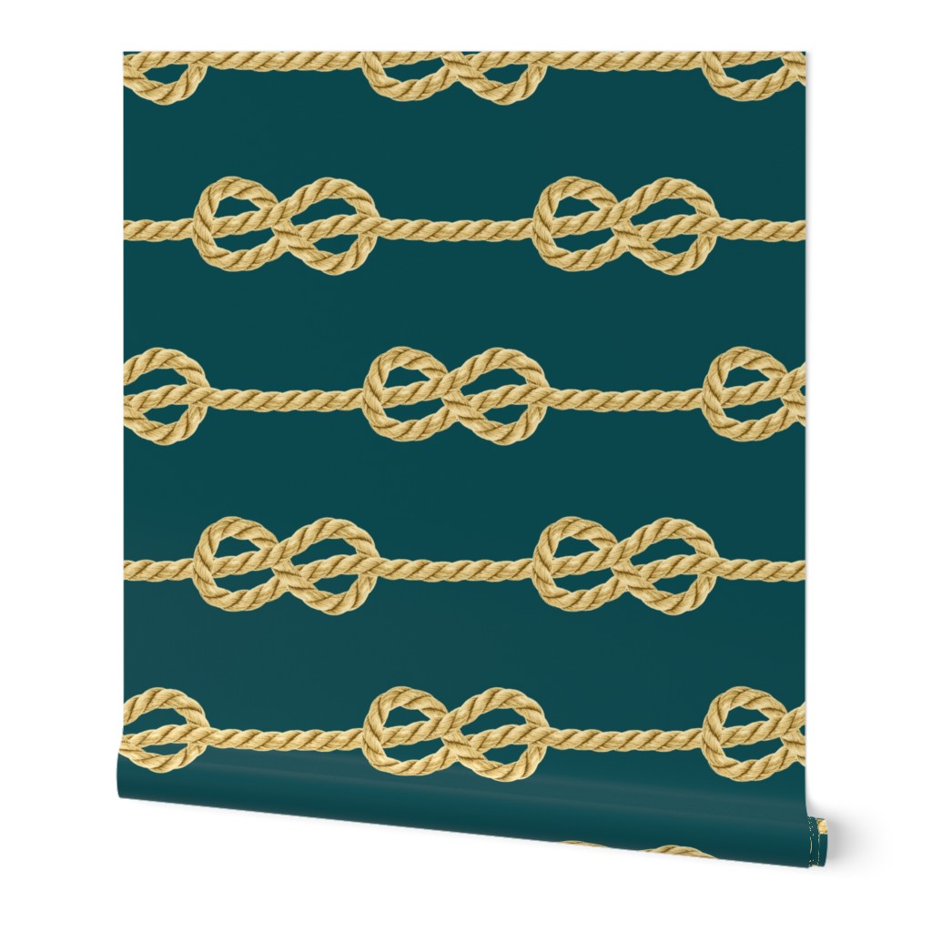 Emerald green Gold Rope horizontal nautical rows