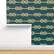 Emerald green Gold Rope horizontal nautical rows