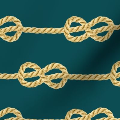 Emerald green Gold Rope horizontal nautical rows