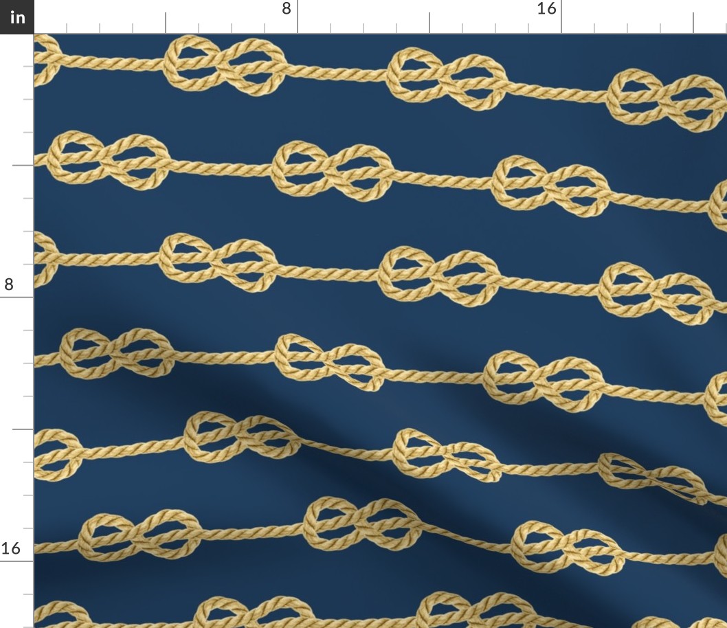 Navy Gold Rope horizontal nautical rows