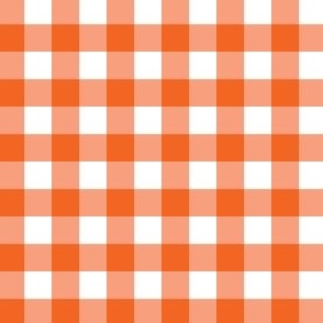 Navy and Orange Gingham 1/2 inch squares