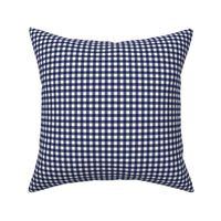 Navy and Orange Gingham quarter inch squares navy