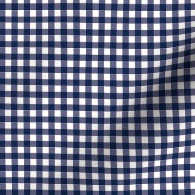 Navy and Orange Gingham quarter inch squares navy