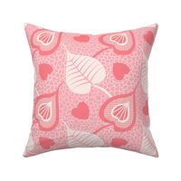 Growing Love- Lace Hearts Leaves- Salmon Pink- Large Scale