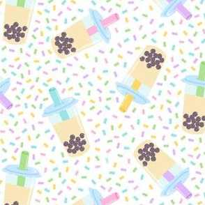 Bubble Tea with Pastel Straws & Confetti