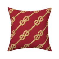 Nautical rope knots gold red diagonal