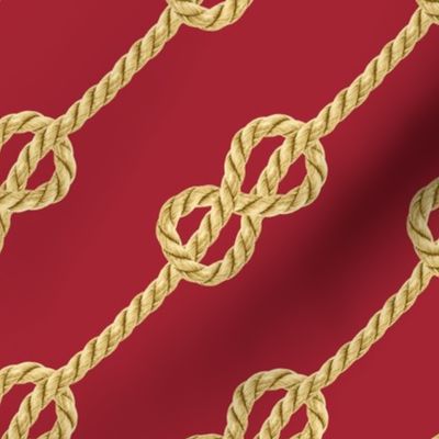 Nautical rope knots gold red diagonal