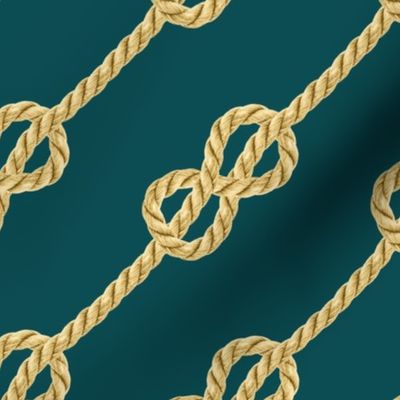 Nautical rope knots emerald green gold diagonal