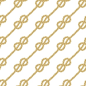 Nautical rope knots gold white diagonal